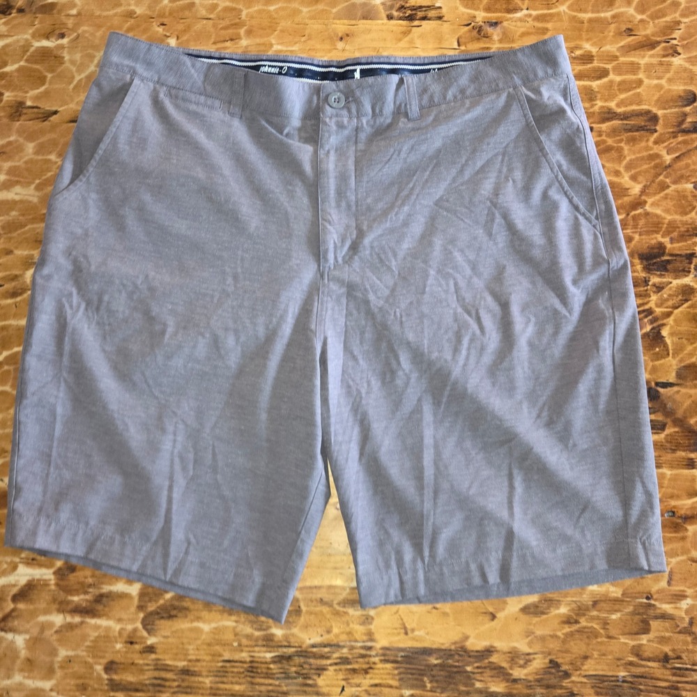 Johnnie-O Mens Gray Performance Golf Shorts Size 38 Flat Front Stretch Casual